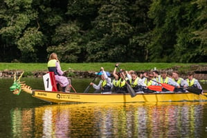 Broughton Team competing in the Skipton Rotary dragon boat race